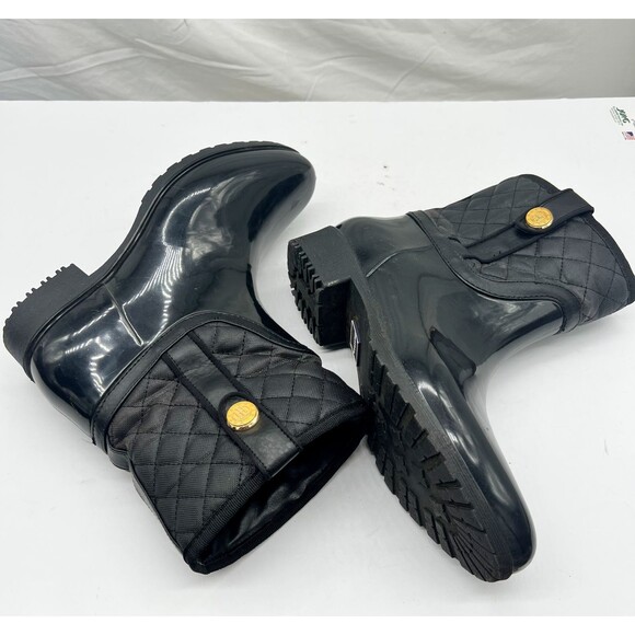 Tommy Hilfiger  Women’s Freza Black Quilted Rain Boots Size 8 - Picture 12 of 14